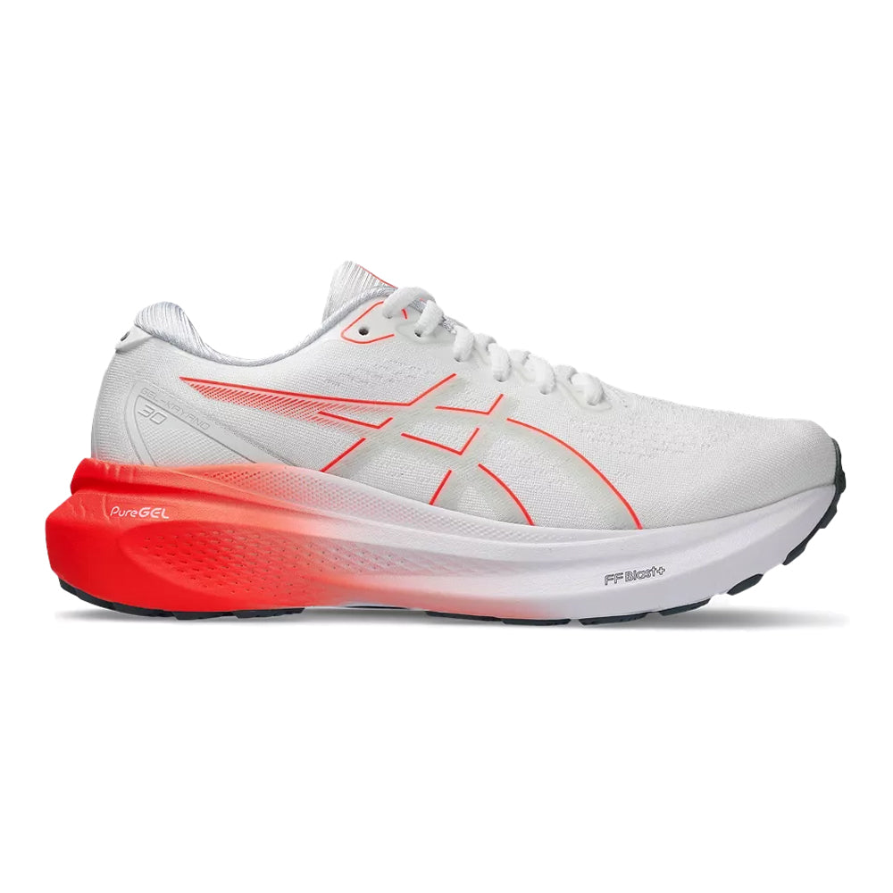 Women's Asics GEL-Kayano 30, White/Sunrise Red, 11 B Medium