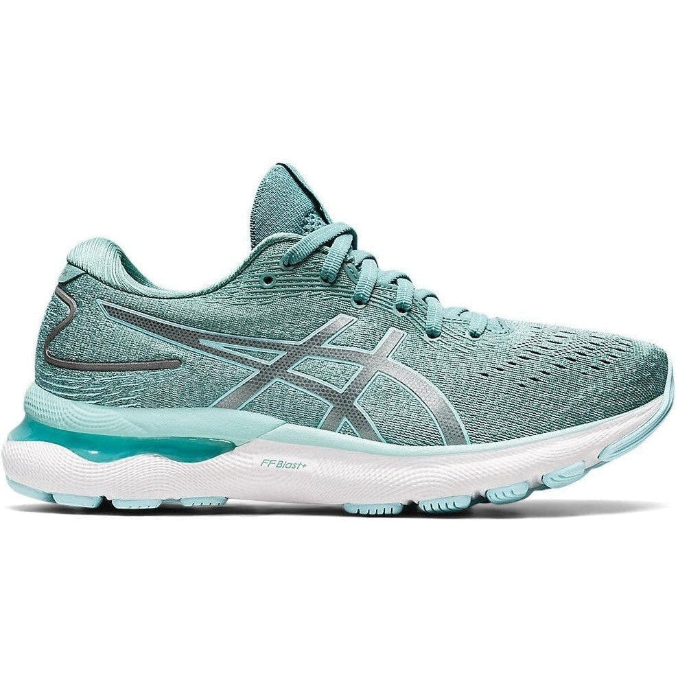Women's Asics Gel-Nimbus 24, Sage/Clear Blue, 6.5 D Wide