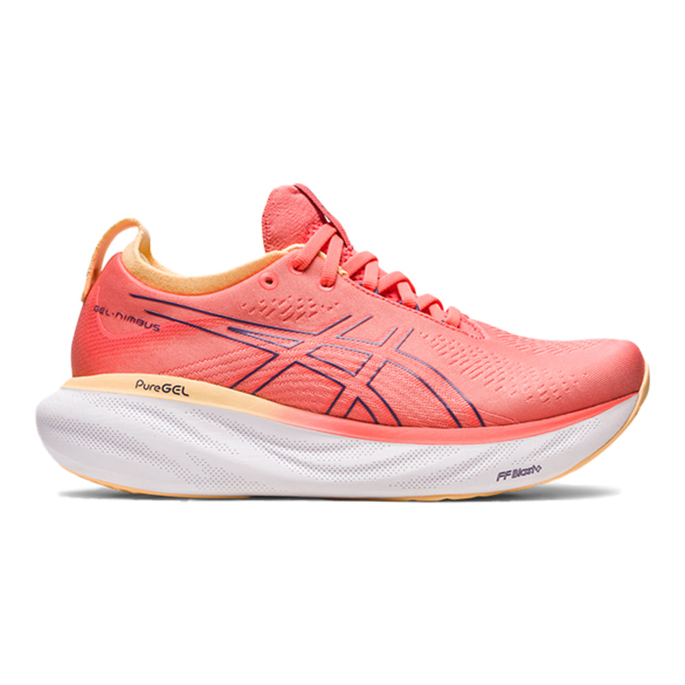 Women's Asics Gel-Nimbus 25, PAPAYA/DUSTY PURPLE, 7 B Medium