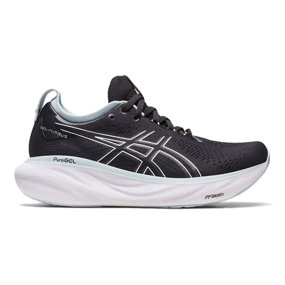 Women's Asics Gel-Nimbus 25, Black/Reborn Blue, 9.5 B Medium