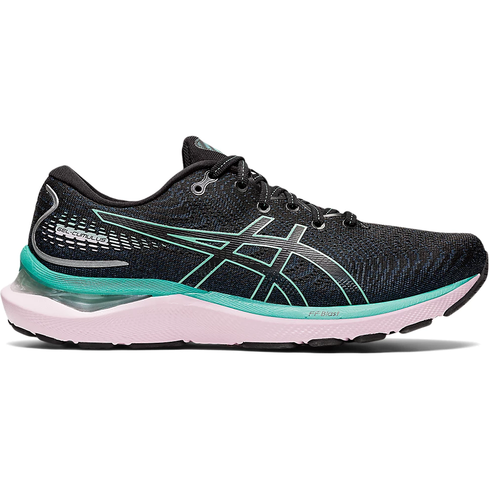 Women's Asics Gel-Cumulus 24, Black/Sage, 8 B Medium