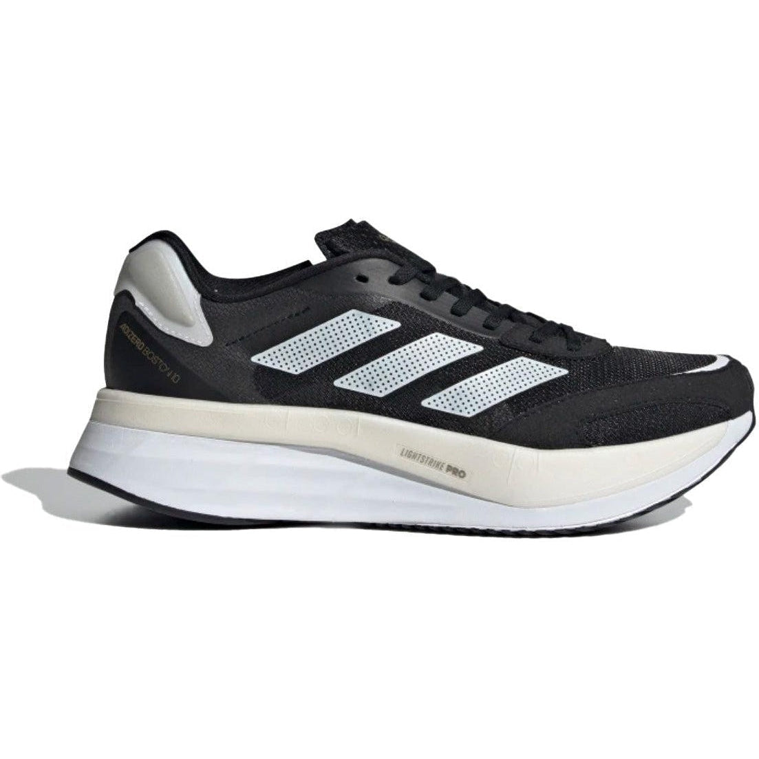 Women's Adidas Adizero Boston 10, Black/White/Gold, 8.5 B Medium