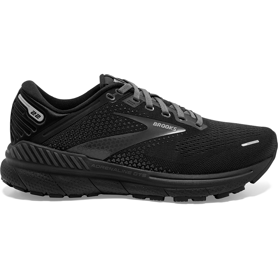 Women's Brooks Adrenaline GTS 22, Black/Black/Ebony, 7 B Medium