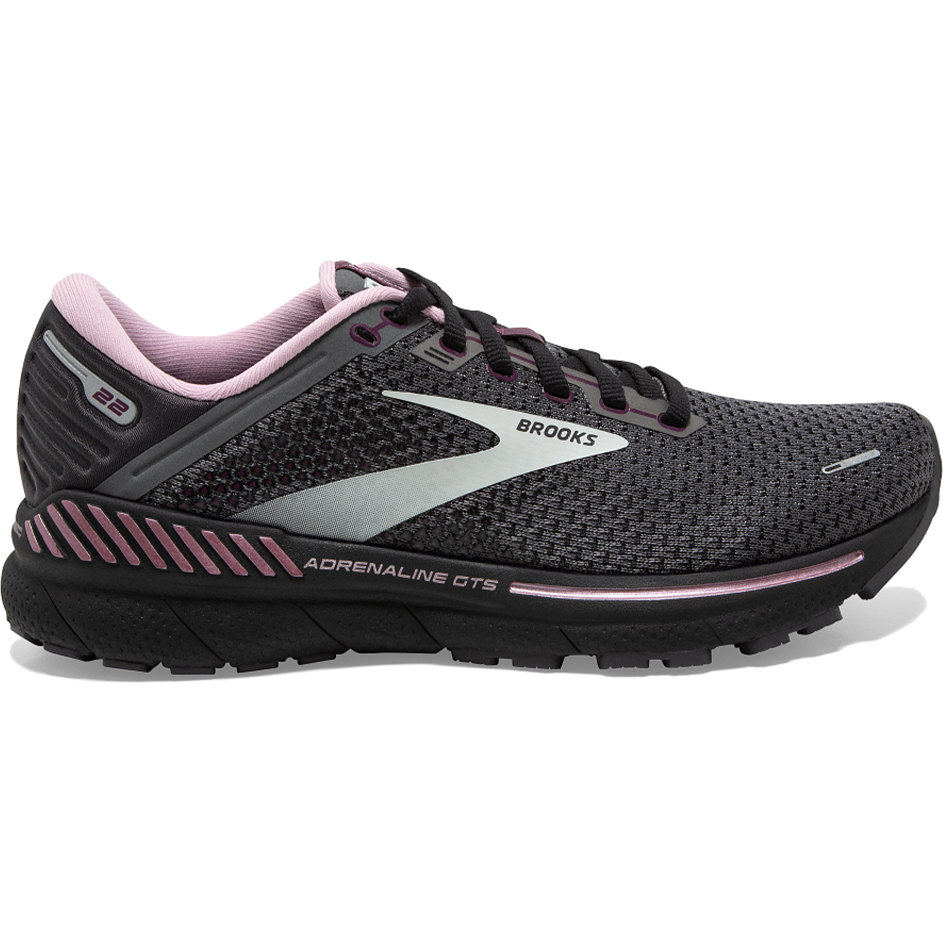Women's Brooks Adrenaline GTS 22, Pearl/Black/Metallic, 7 D Wide