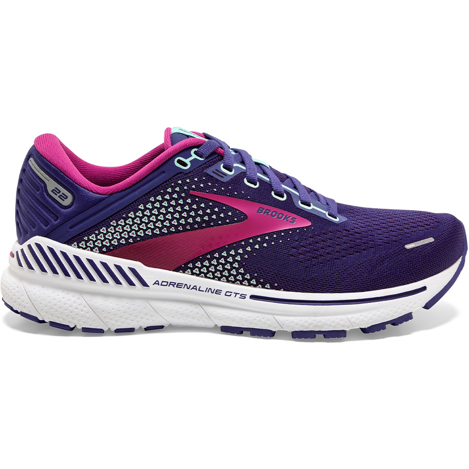 Women's Brooks Adrenaline GTS 22, Navy/Yucca/Pink, 9.5 B Medium