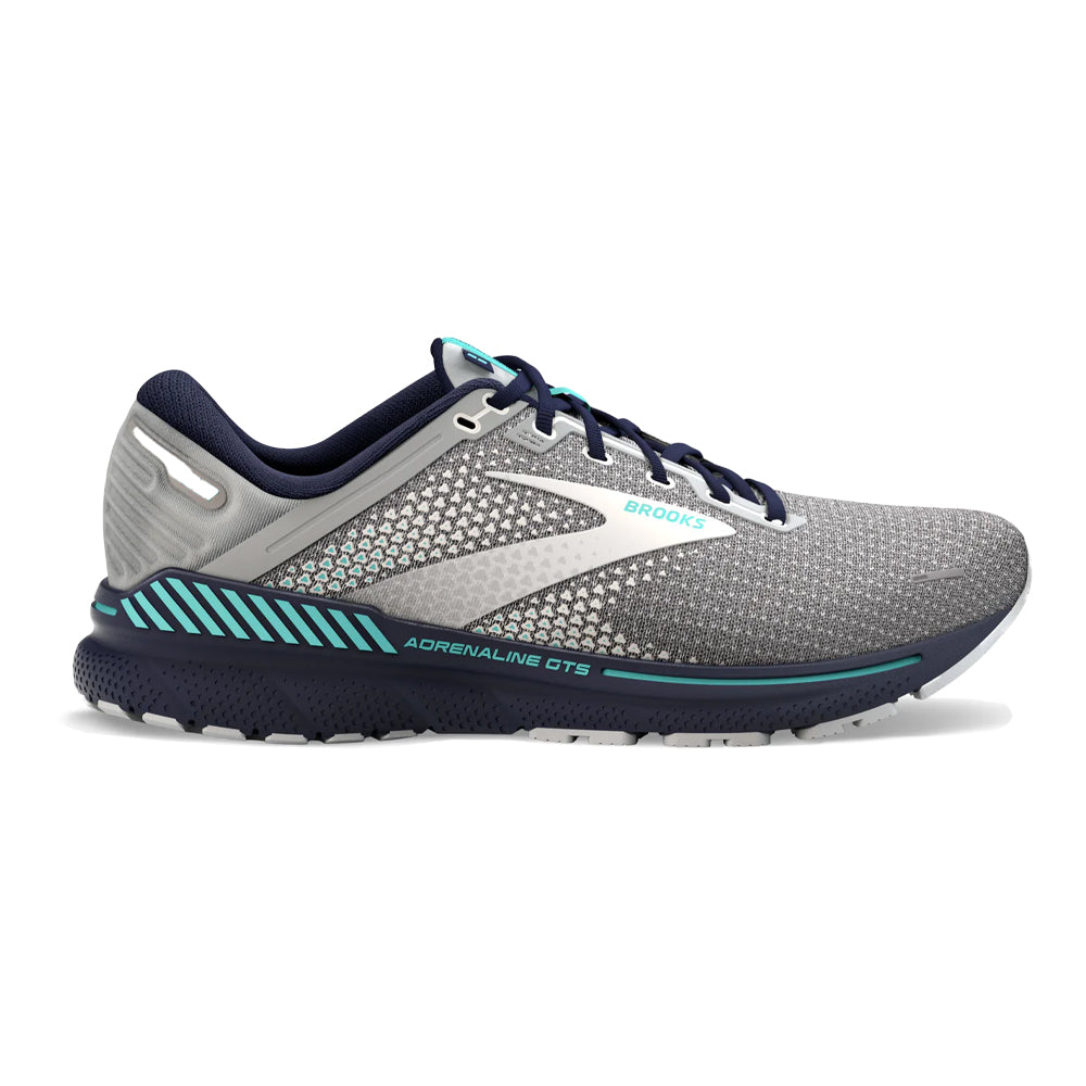 Women's Brooks Adrenaline GTS 22, Grey/Peacoat/Aruba, 11 B Medium
