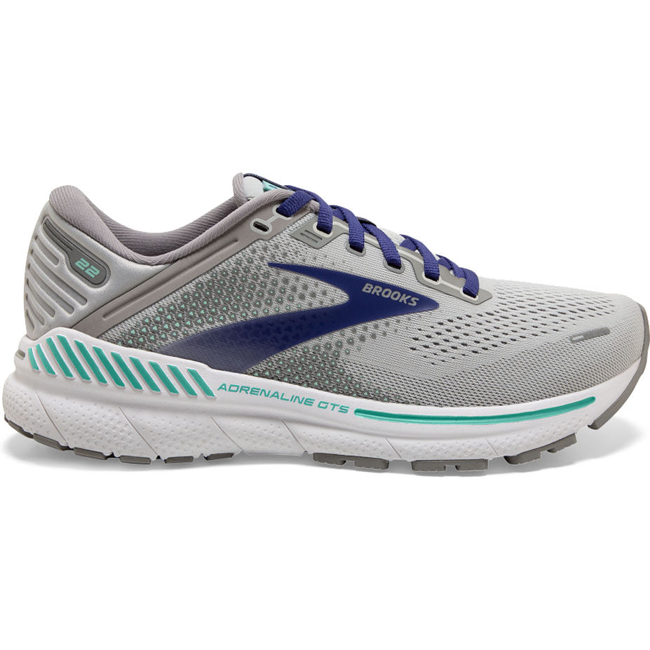 Women's Brooks Adrenaline GTS 22, Alloy/Blue/Green, 5 B Medium