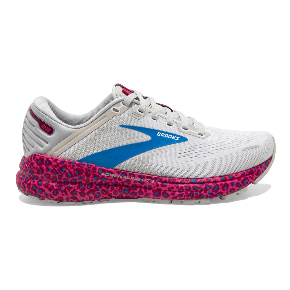 Women's Brooks Adrenaline GTS 22, White/Oyster/Brilliant, 6 B Medium