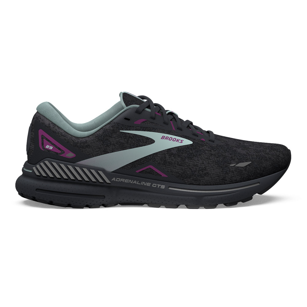 Women's Brooks Adrenaline GTS 23, Black/Light Blue/Purple, 13 D Wide