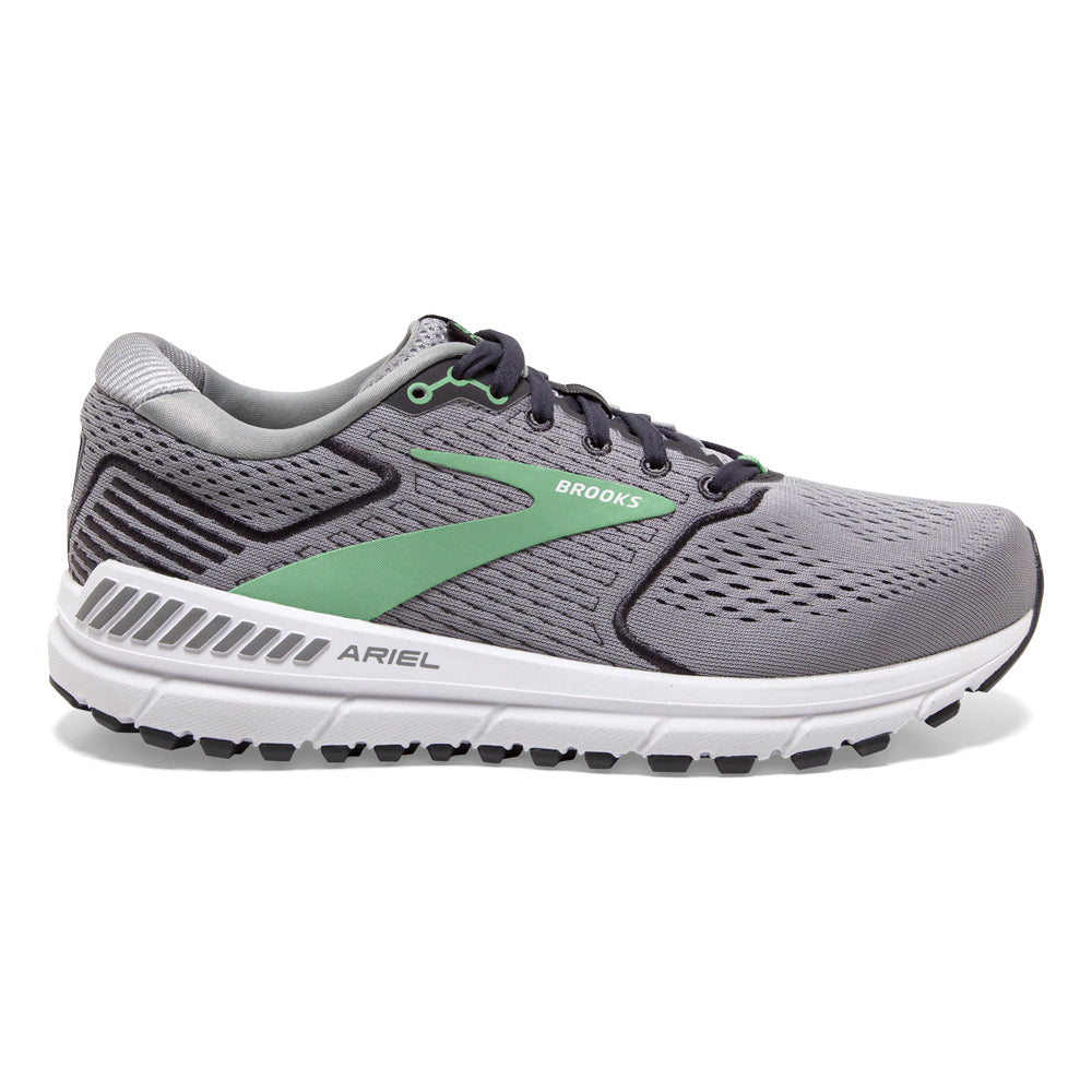 Women's Brooks Ariel '20, Alloy/Blackened Pearl/Green, 8.5 2E Extra Wide