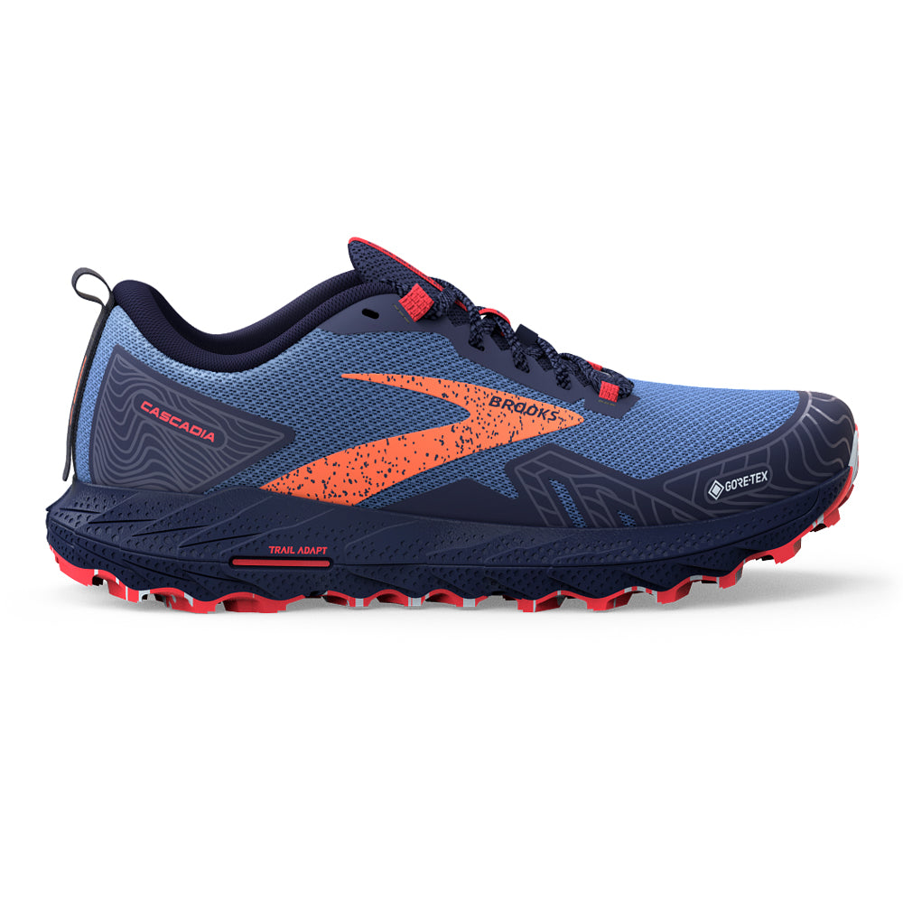 Women's Brooks Cascadia 17 GTX, Navy/Bittersweet/Peacoat, 10.5 B Medium