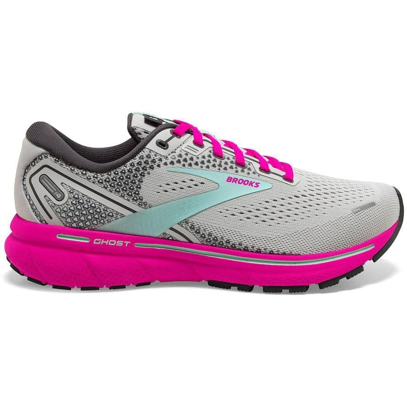 Women's Brooks Ghost 14, Oyster/Yucca/Pink, 11.5 B Medium