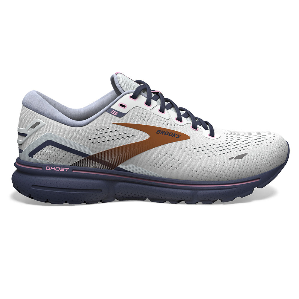 Women's Brooks Ghost 15, Spa Blue/Neo Pink/ Copper, 6 B Medium