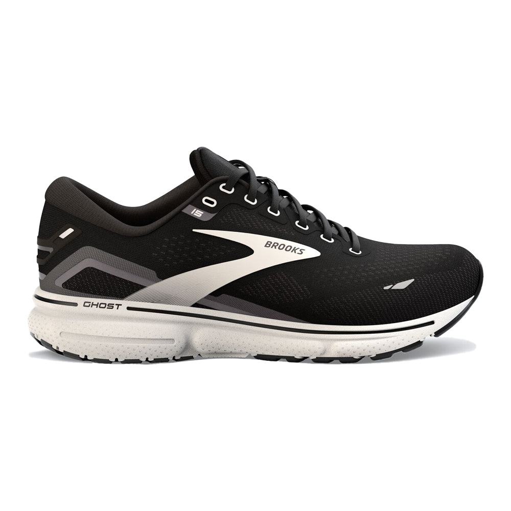 Women's Brooks Ghost 15, Black/Blackened Pearl/White, 8.5 B Medium