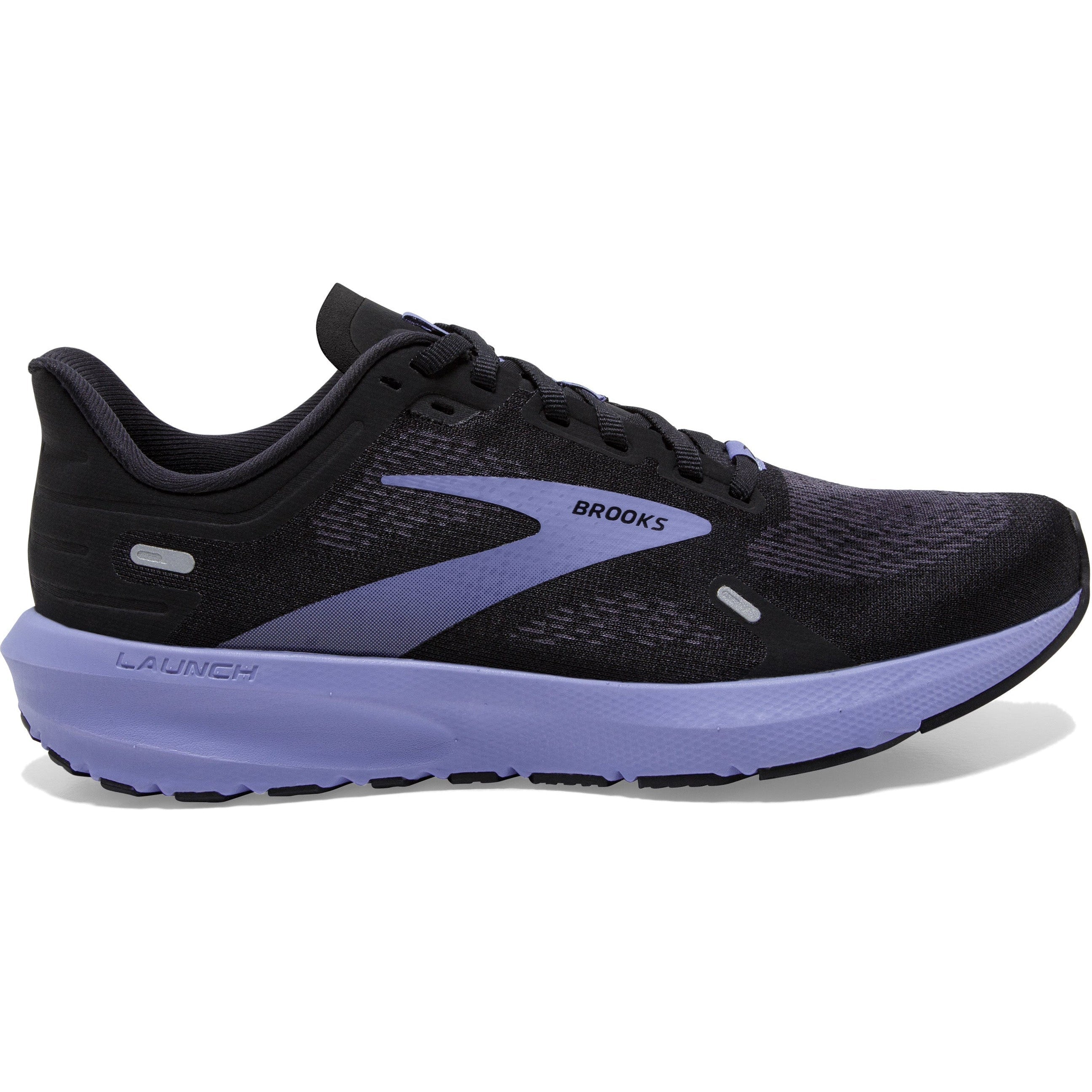 Women's Brooks Launch 9, Black/Ebony/Purple, 10 D Wide