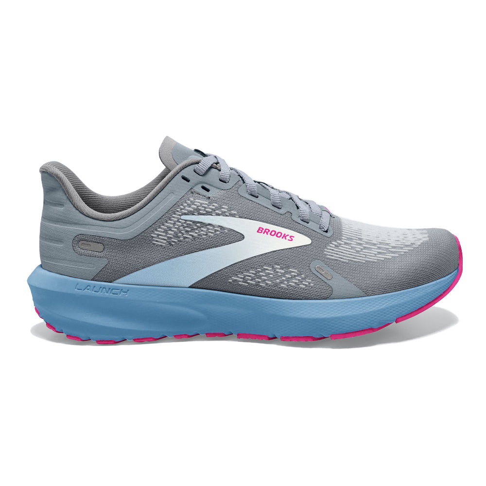 Women's Brooks Launch 9, Grey/Blue/Pink, 5 B Medium