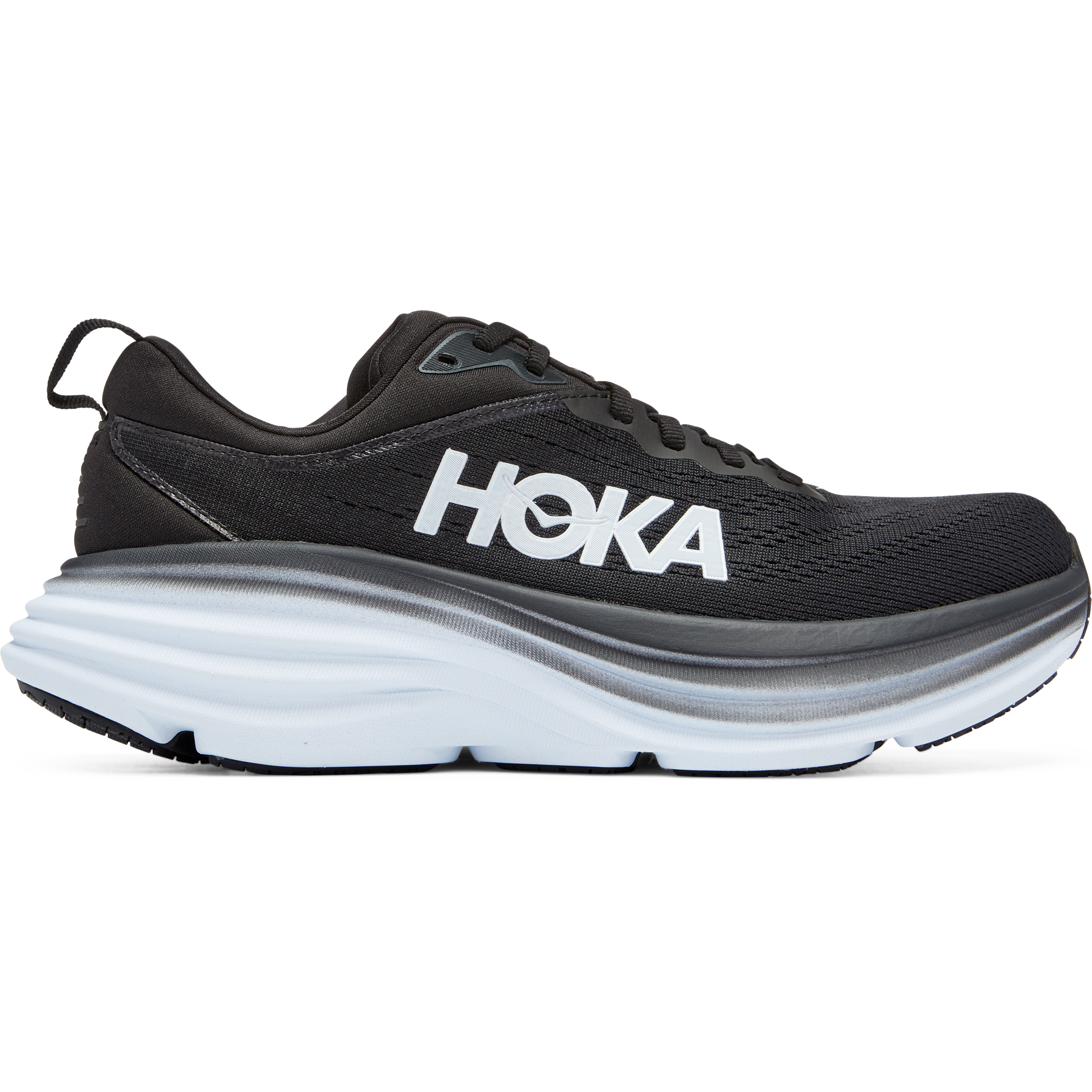 Women's Hoka One One Bondi 8, Black/White, 7.5 B Medium