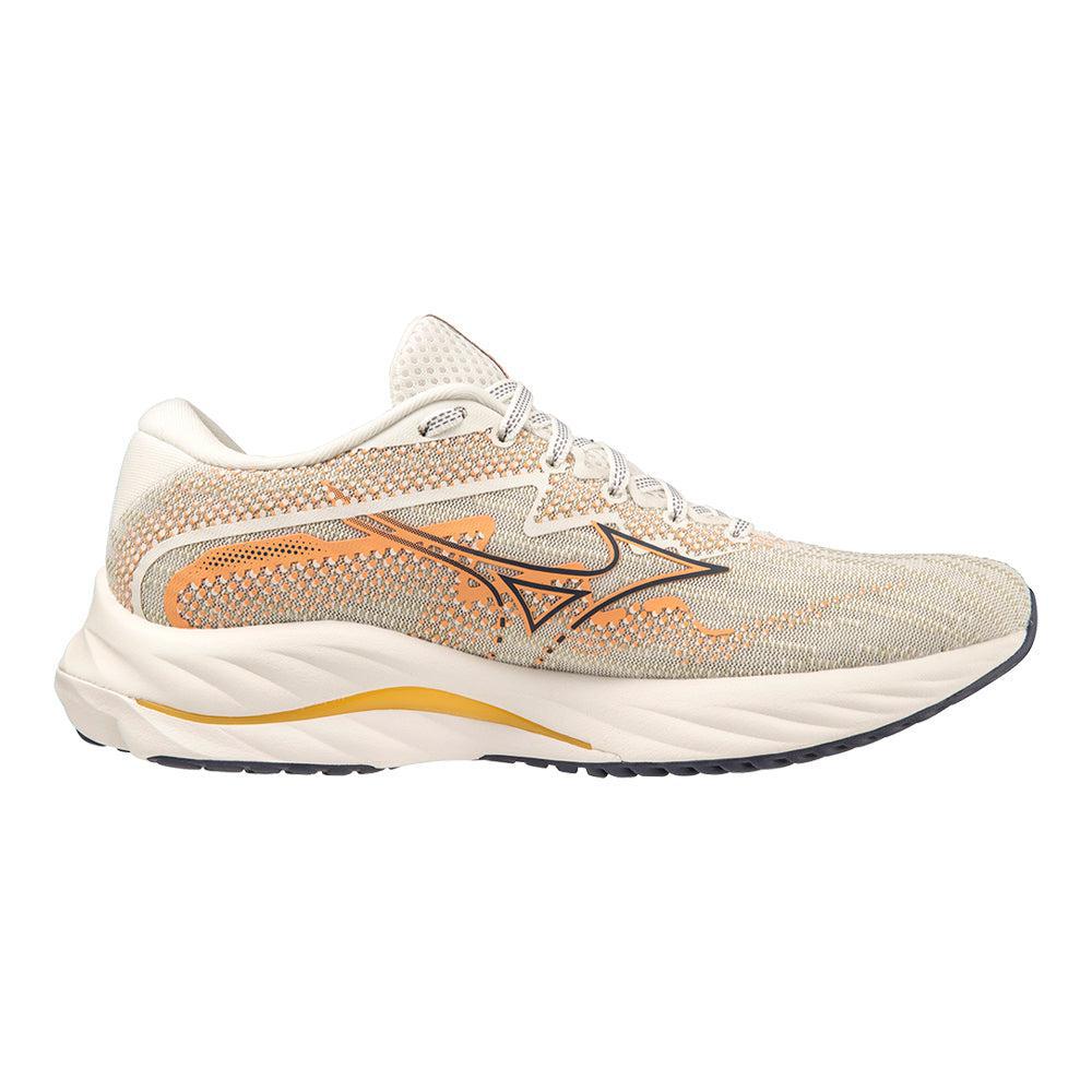 Women's Mizuno Wave Rider 27, Snow White-Nightshadow Blue, 10 B Medium