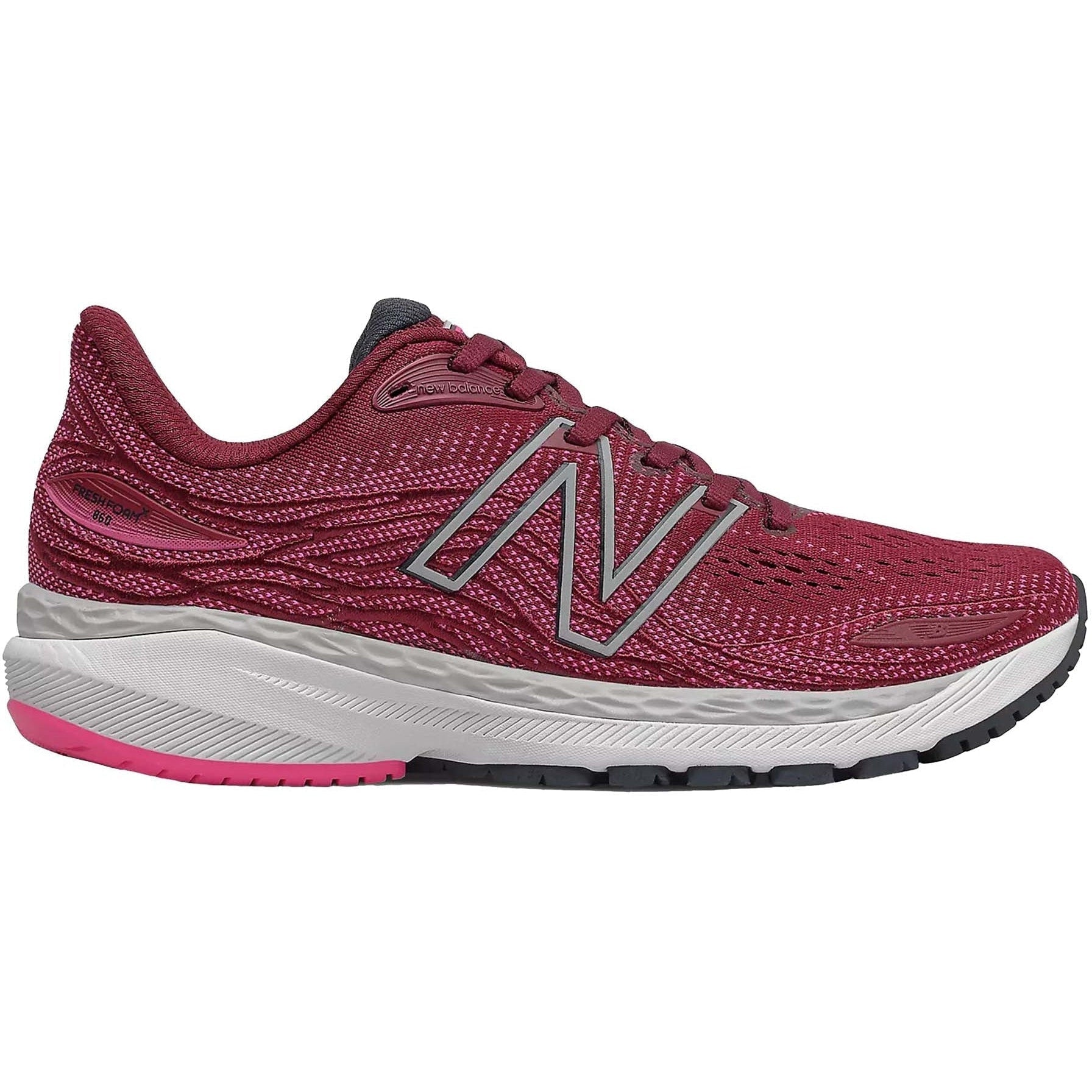 Women's New Balance Fresh Foam X 860v12, Garnet/Pink Glo, 8 B Medium