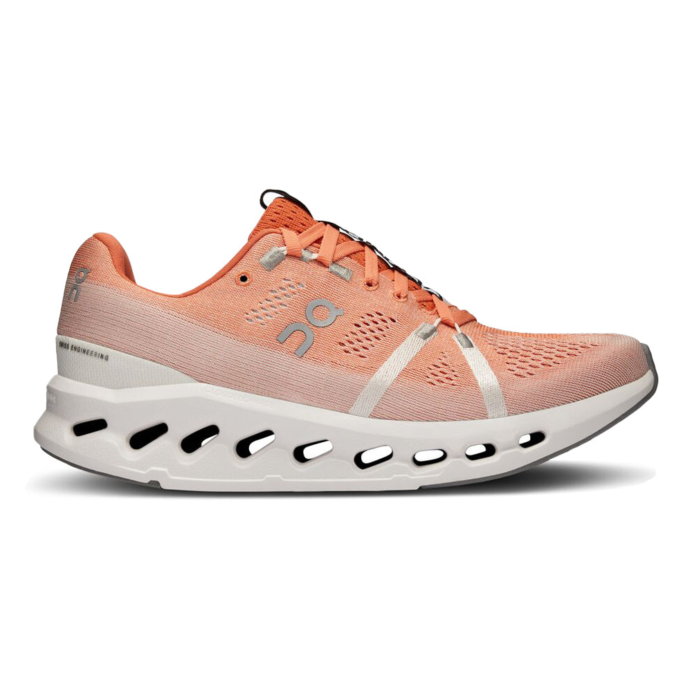 Women's On Cloudsurfer, Flame/White, 8 B Medium
