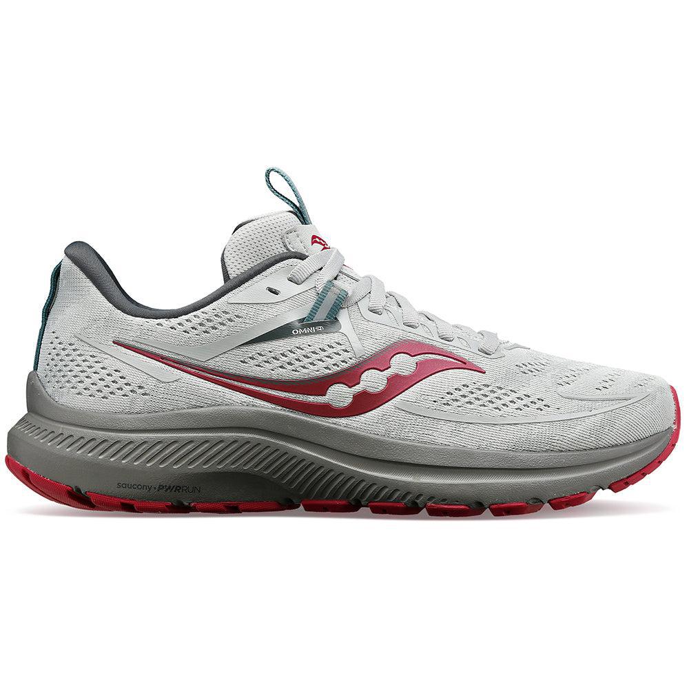 Women's Saucony Omni 21, Concrete/Berry, 8.5 B Medium