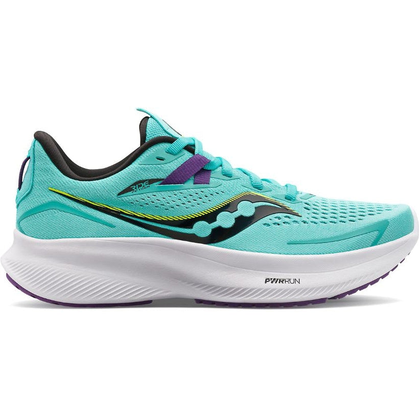 Women's Saucony Ride 15, Cool Mint/Acid, 9 B Medium