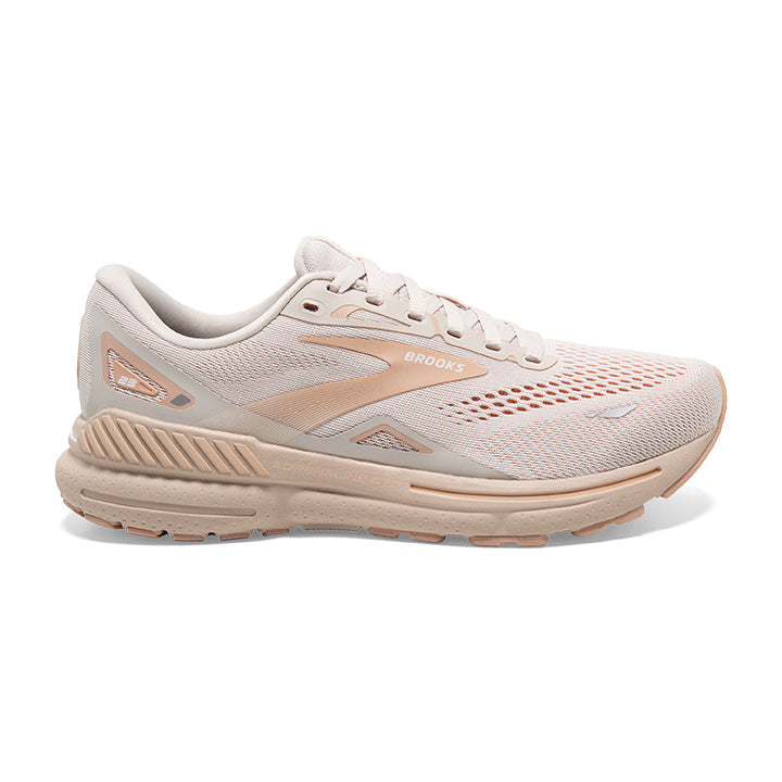 Women's Brooks Adrenaline GTS 23, Crystal Grey/Villa/White, 6.5 B Medium