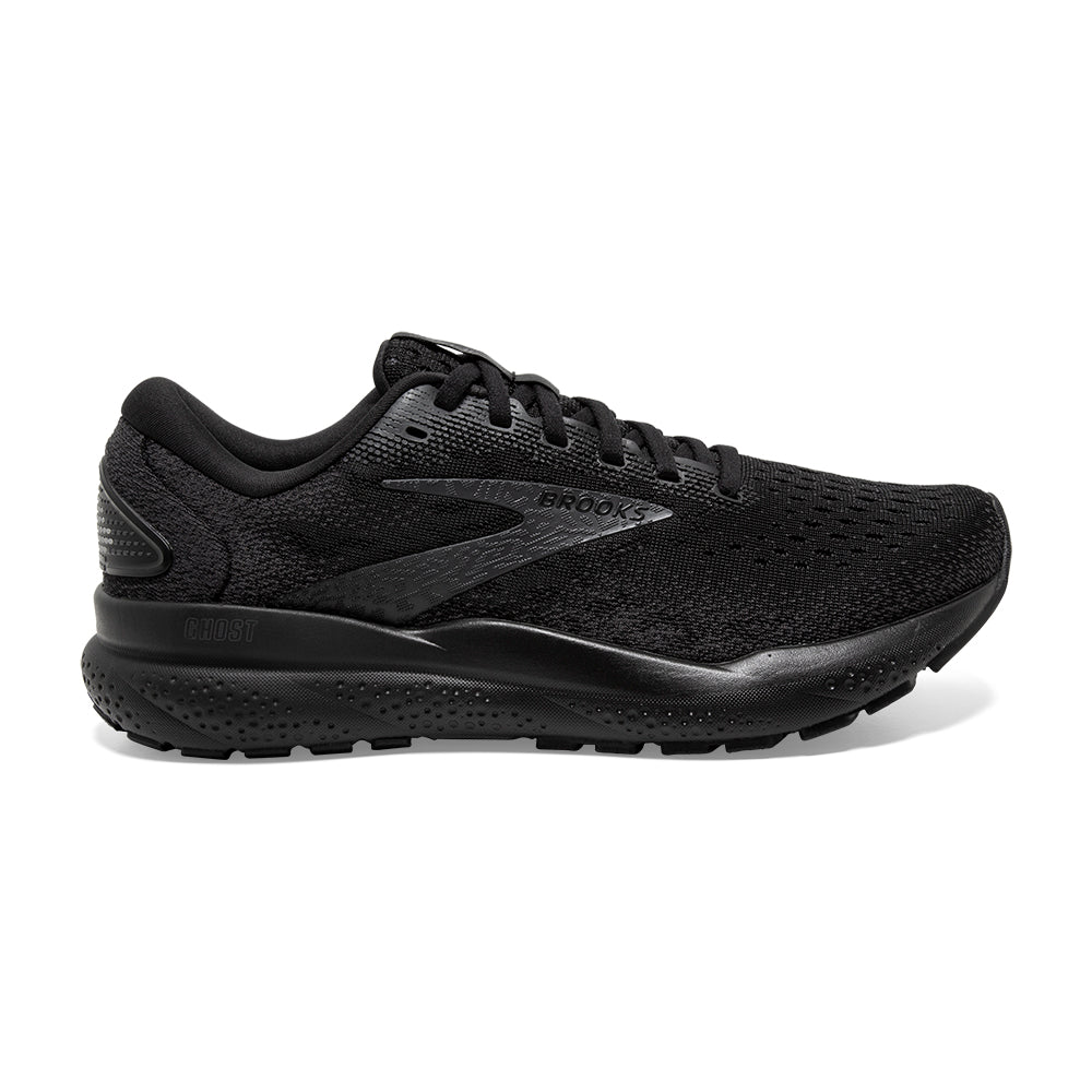 Women's Brooks Ghost 16, Black/Black/Ebony, 8.5 B Medium