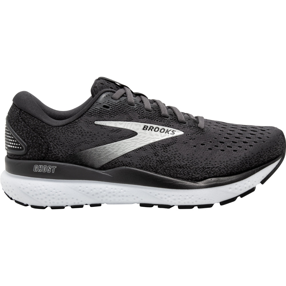 Women's Brooks Ghost 16, Black/Grey/White, 8 D Wide