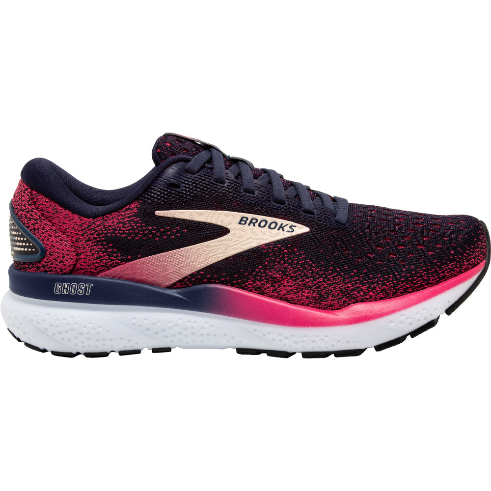 Women's Brooks Ghost 16, Peacoat/Raspberry/Apricot, 7.5 D Wide